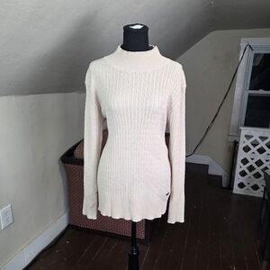Dubarry Cream Mock Neck Knit Sweater EU 40 UK 14 Cotton Blend Long Sleeve